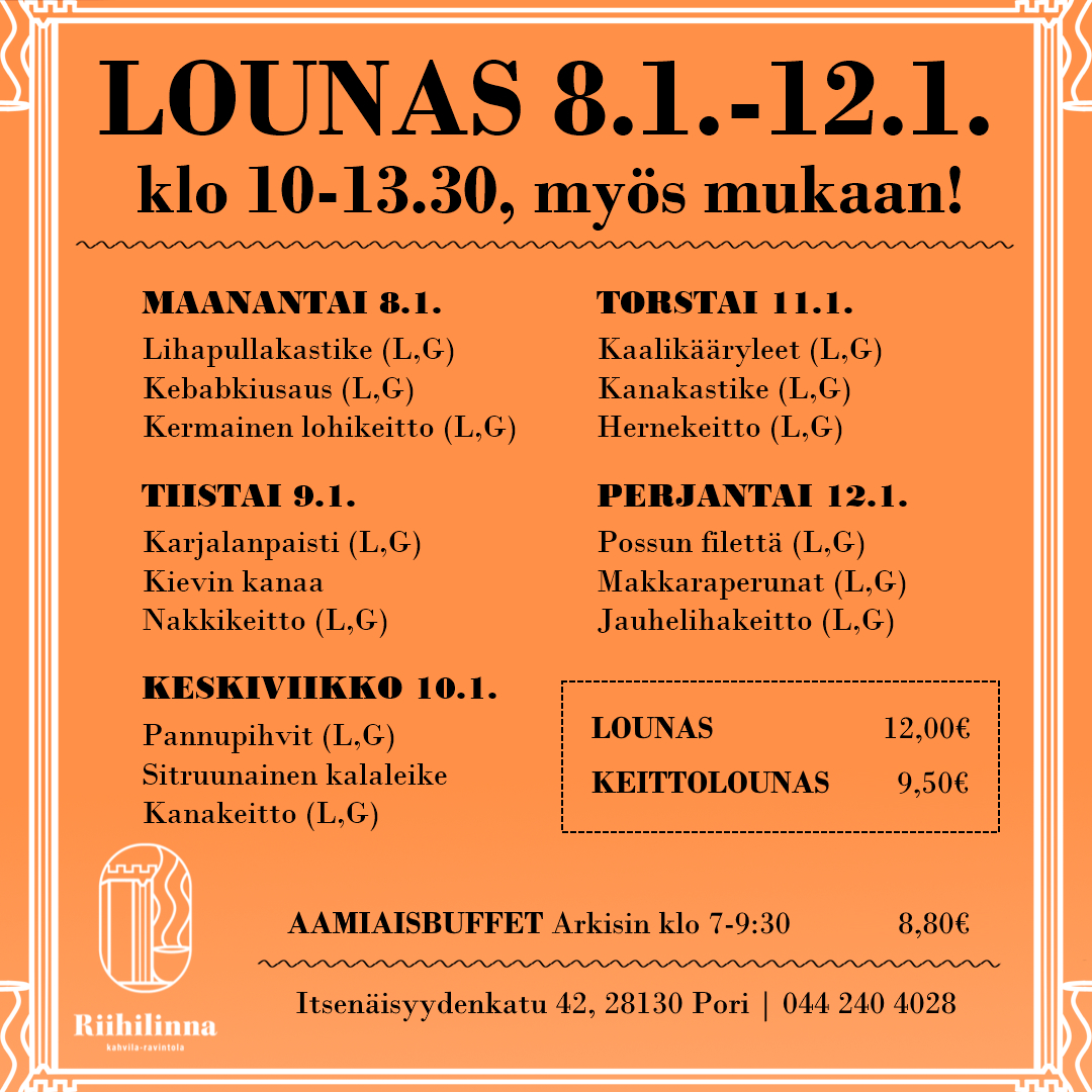 Lounaslista – Kahvila-Ravintola Riihilinna